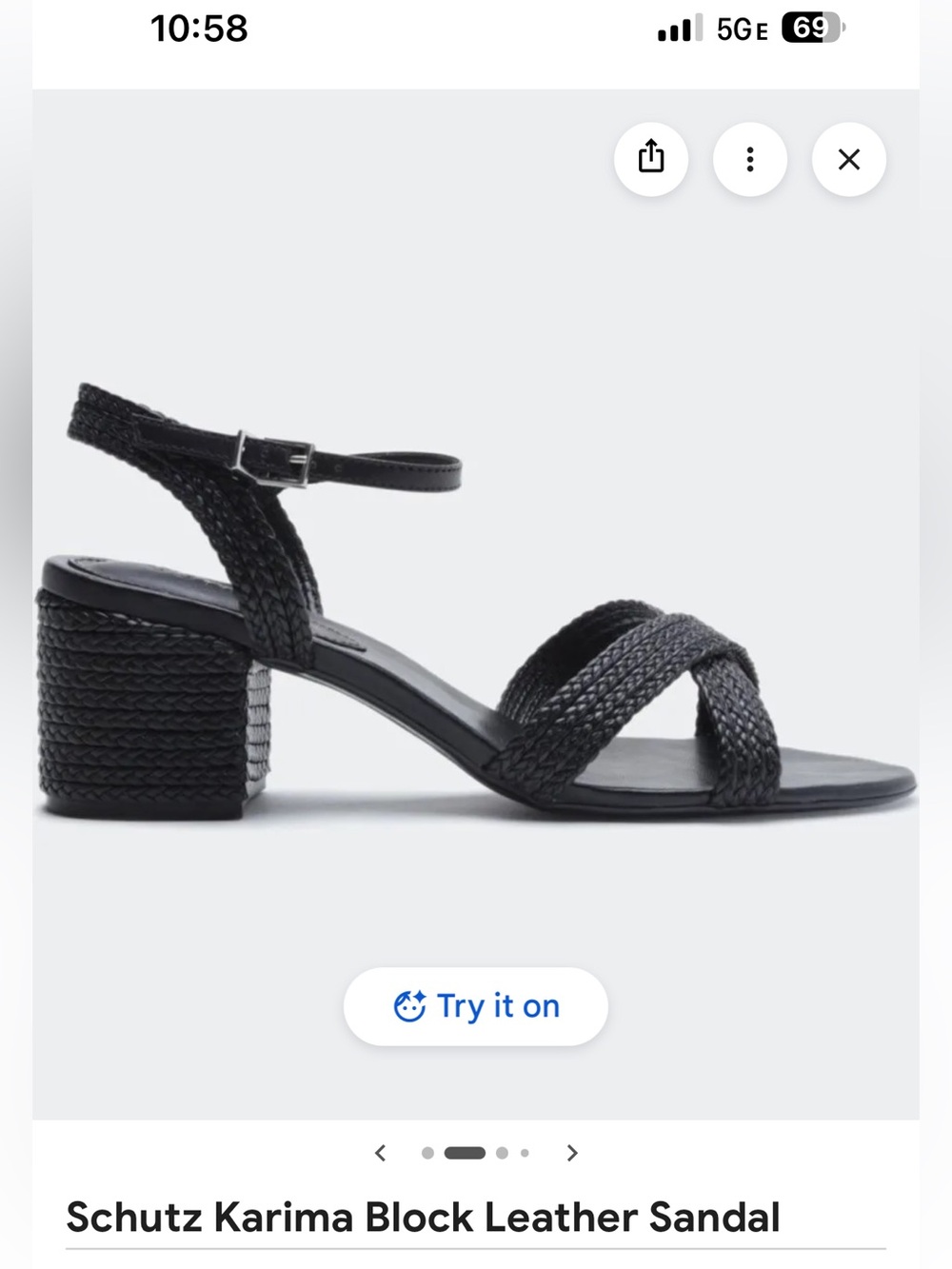 Schutz Karima Black Braided Block Heel Sandal